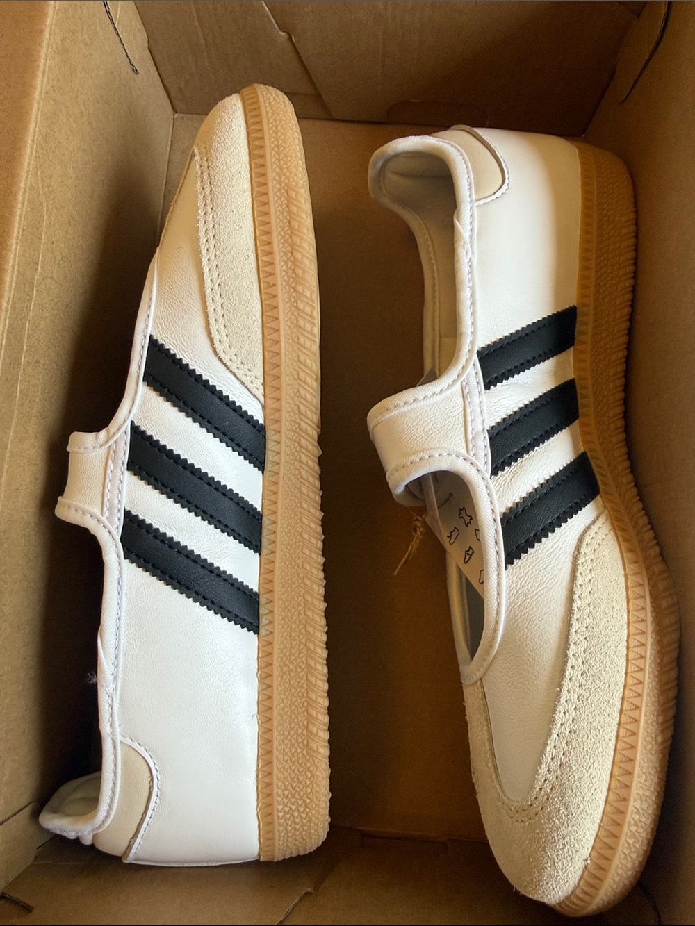 adidas Samba Janes Strap Sneakers in White/Black with Gum Sole - Picture 8 of 9